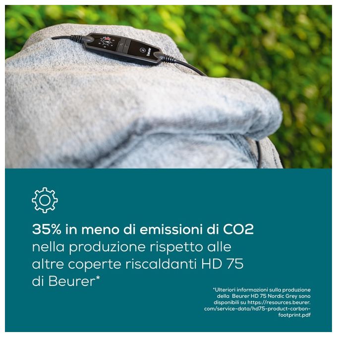 Beurer HD 75 Nordic Grey Green Planet Termocoperta 180x130 cm 6 Livelli di Temperatura Spegnimento Automatico Lavabile colore Grigio