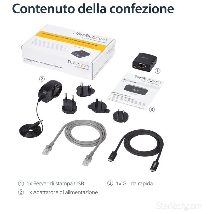 Startech Server di rete per Stampante Ethernet 10-100 Mbps con porta USB 2.0