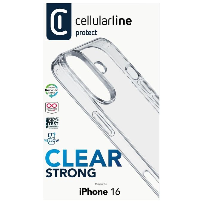 Cellular Line Cover per iPhone 16 Clear Strong