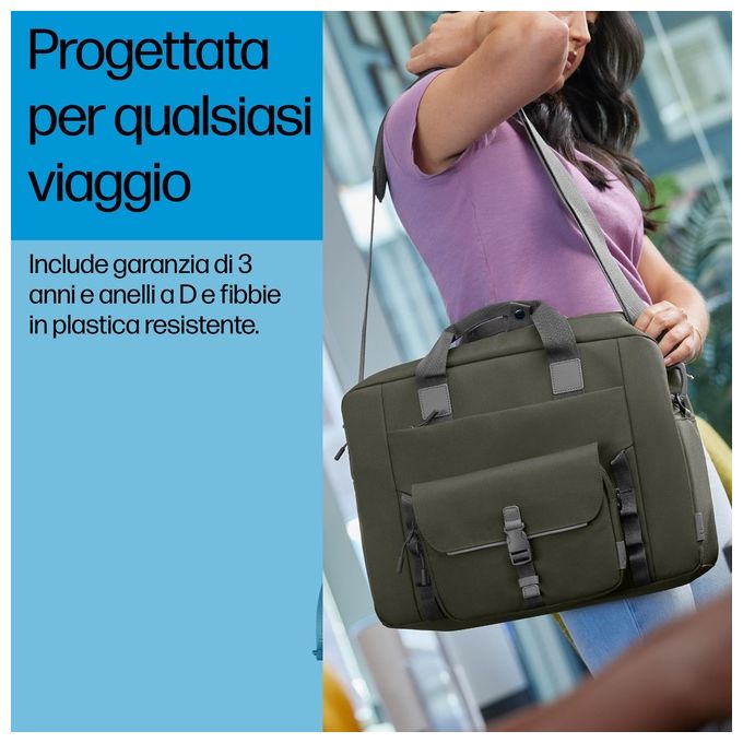 HP 9J497AA Borsa Modulare per Laptop 15.6'' Resistente all'Acqua 22 L Poliestere colore Verde Grigio