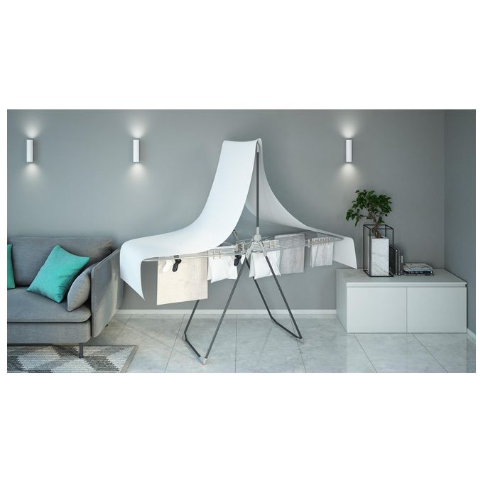 Colombo New Scal ST1000 Titano Stendibiancheria con Portabiti 30 m 15 Kg con Ruote Ripiegabile colore Alluminio