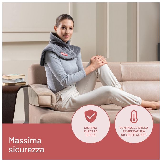 Imetec 16787 Intellisense Cervical Termoforo Cervicale e Spalle 110W 5 temperature riscaldamento rapido lavabile colore Grigio