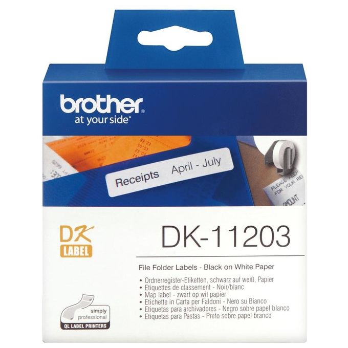 Brother 300 Etichette In Carta Nero Su Bianco 17 Mm X 87 Mm