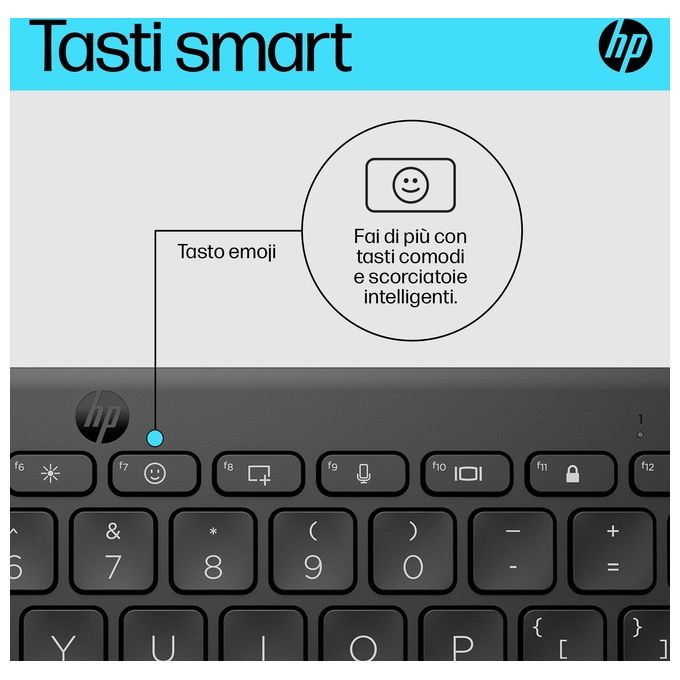 HP 692S8AA 350 Tastiera Compatta Wireless Bluetooth 5.2 Multi-dispositivo Layout Italiano Autonomia 2 anni colore Nero