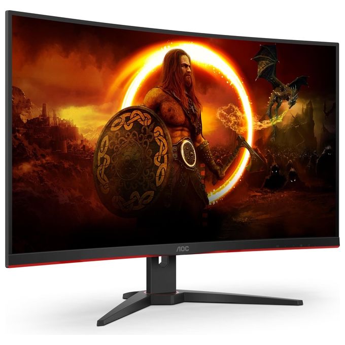AOC C32G2ZE-BK Monitor Gaming Curvo 31.5'' VA Full HD 1920x1080 240 Hz 0.5 ms AMD FreeSync Premium colore Nero Rosso