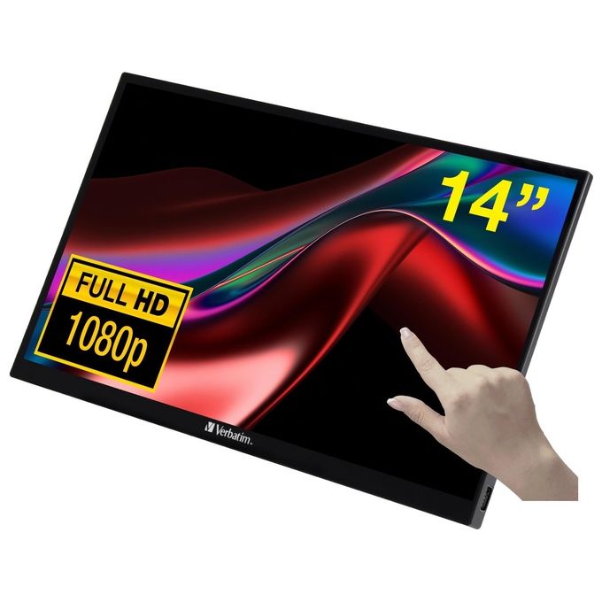 Verbatim 49591 PMT-14 Monitor Portatile Touchscreen 14'' Full HD 1080p IPS USB-C HDMI AMD FreeSync colore Nero
