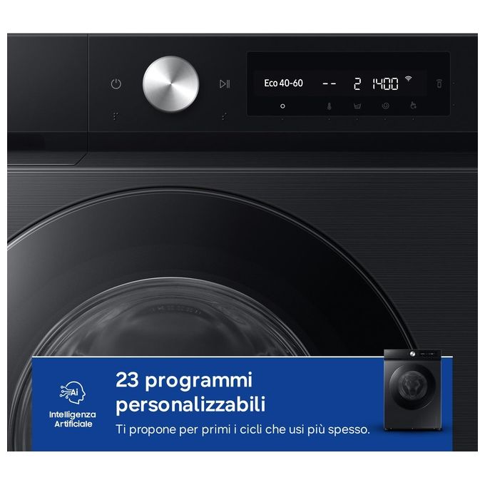Samsung WW11DB7B94GBU3 BESPOKE AI Lavatrice Frontale 11 Kg 1400 rpm Classe A Ecodosatore Wi-Fi (85x60x60 cm) colore Nero