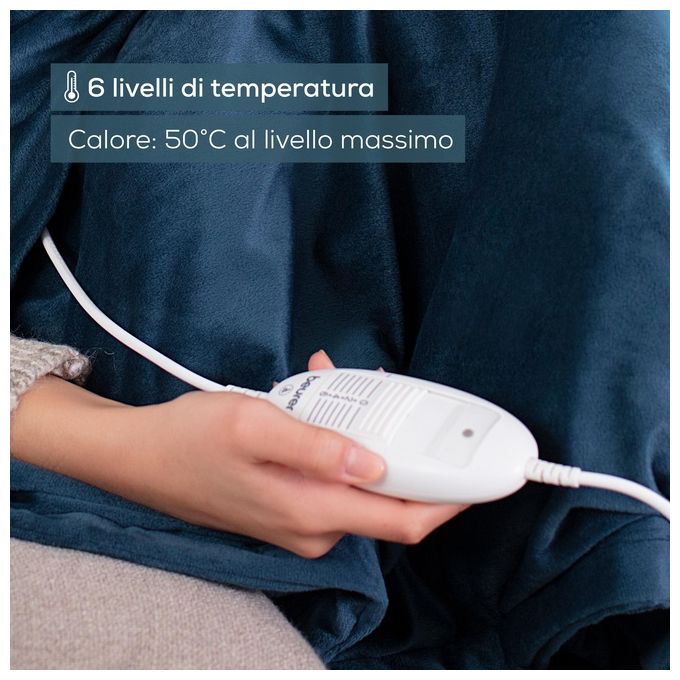 Beurer 42108 HD 75 Cosy Termocoperta 100W 6 livelli di temperatura 180x130 cm lavabile in lavatrice colore Ocean