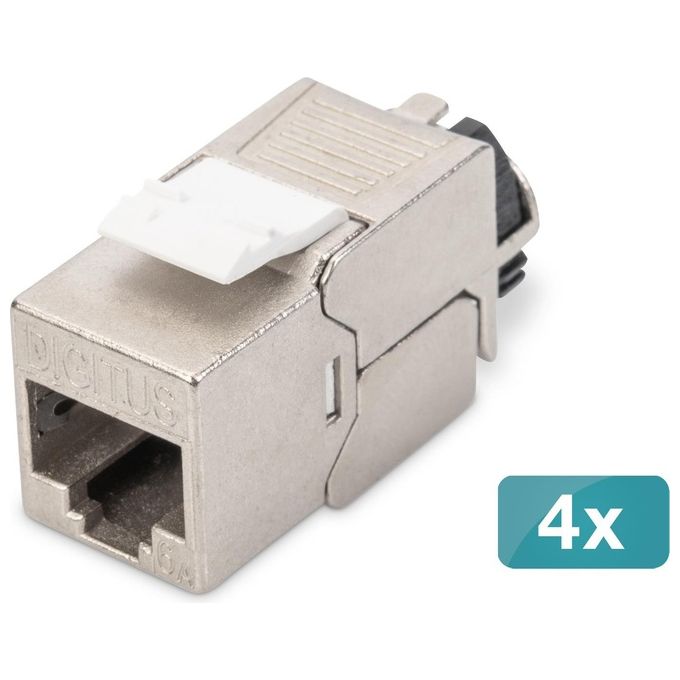 Digitus Modulo Keystone Cat 6a Schermato con Supporto dei Cavi Intelligente 4 Pezzi