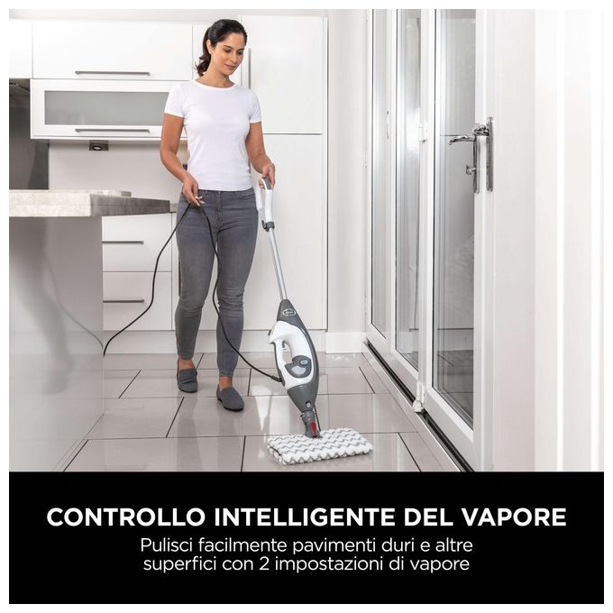 Shark S6005EU Klik n Flip Scopa a vapore 2 in 1 1200 W 0,5 L 3 bar Steam Blaster colore Grigio Bianco