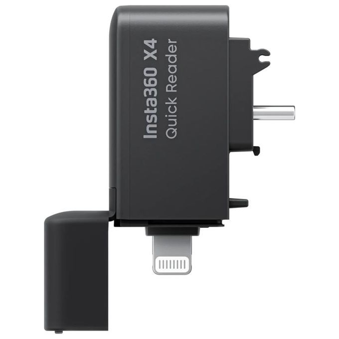 Insta360 CINSBBMB Quick Reader per X4 Lettore Schede USB-C e Lightning Compatibile iOS e Android colore Nero