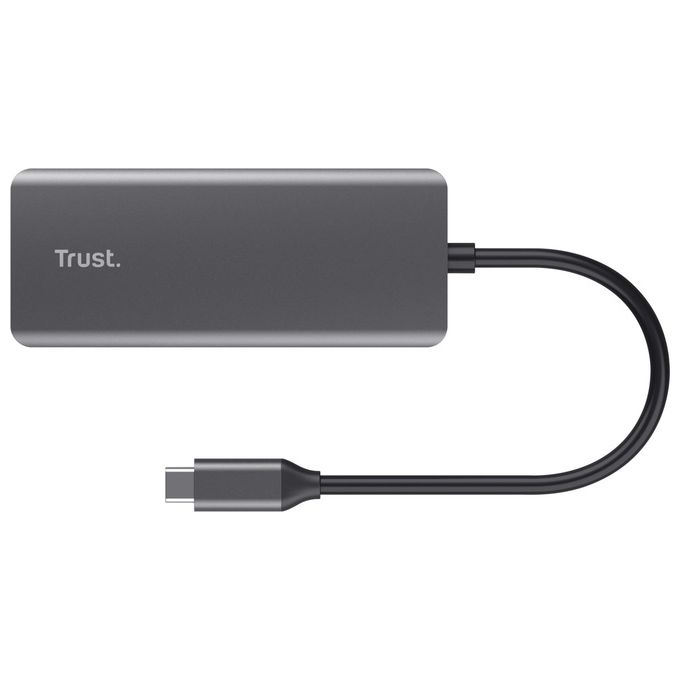 Trust 24968 Dalyx Adattatore Multiporta USB-C 6 in 1 HDMI 4K 60Hz Gigabit Ethernet 2 USB-A 2 USB-C 100W colore Argento