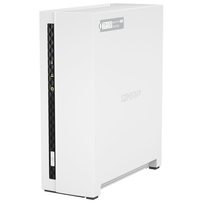Qnap TS-133 NAS Tower 1 Bay ARM Quad Core 1.8 GHz 2 GB DDR4 RAM Gigabit LAN QTS 5.0 colore Bianco