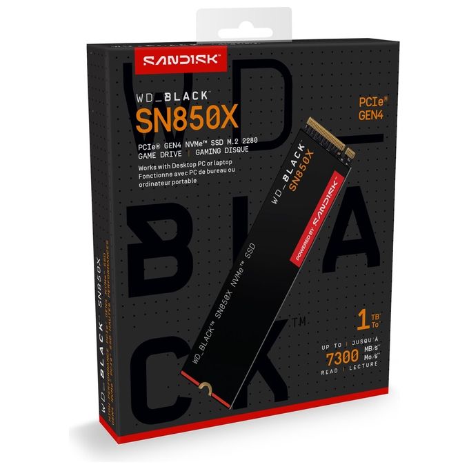 Western Digital WDS100T2X0E WD_BLACK SN850X SSD Interno M.2 2280 NVMe PCIe 4.0 x4 1TB 7300 MB-s