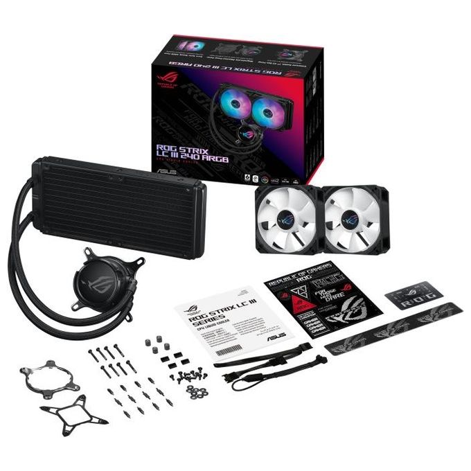 ASUS 90RC00S1-M0UAY0 ROG Strix LC III Kit di raffreddamento a liquido per CPU 240 mm con display LCD e illuminazione ARGB colore Nero