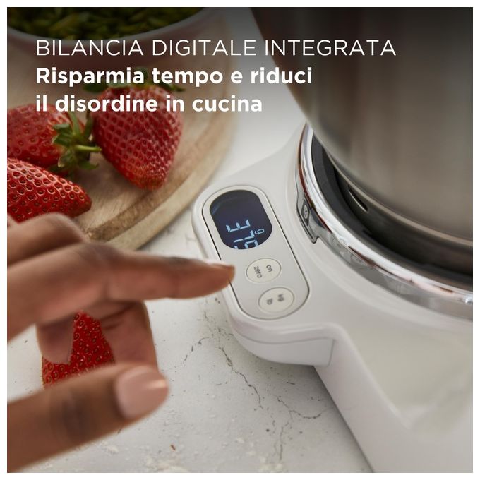 Kenwood KVL65.001WH Titanium Chef Baker XL Lite Impastatrice Planetaria 1200W ciotola 7L bilancia integrata 6 velocita' colore Bianco