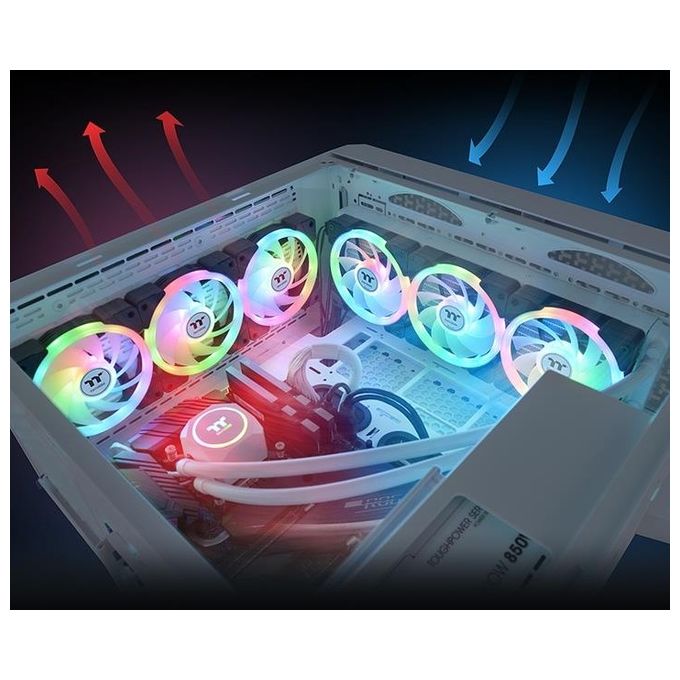 Thermaltake CL-F167-PL12SW-A SWAFAN EX12 ARGB Ventola per Case PC 12 cm 3 Pezzi con Illuminazione ARGB e Connessione Magnetica colore Bianco