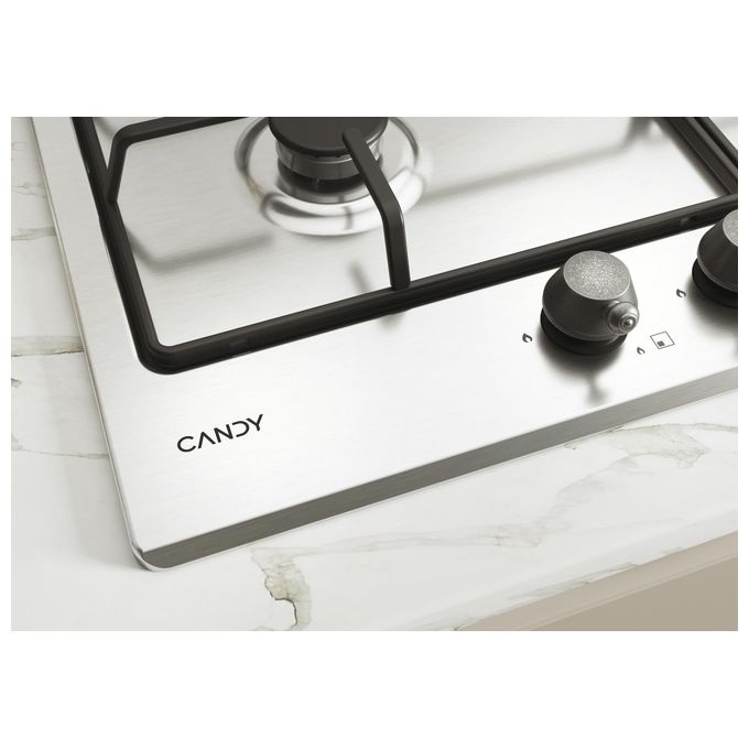 Candy CHW6BR4WTX Piano Cottura a Gas 4 Zone 60 cm Acciaio Inox