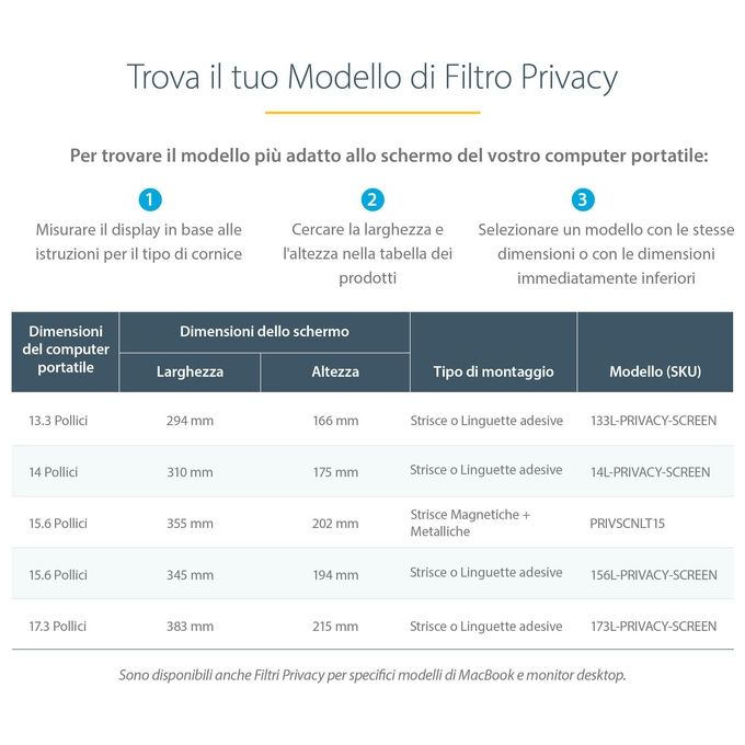 StarTech 156L-PRIVACY-SCREEN Filtro Privacy per Laptop 15,6 pollici 16:9 con Riduzione Luce Blu del 51% Reversibile Opaco-Lucido colore Trasparente