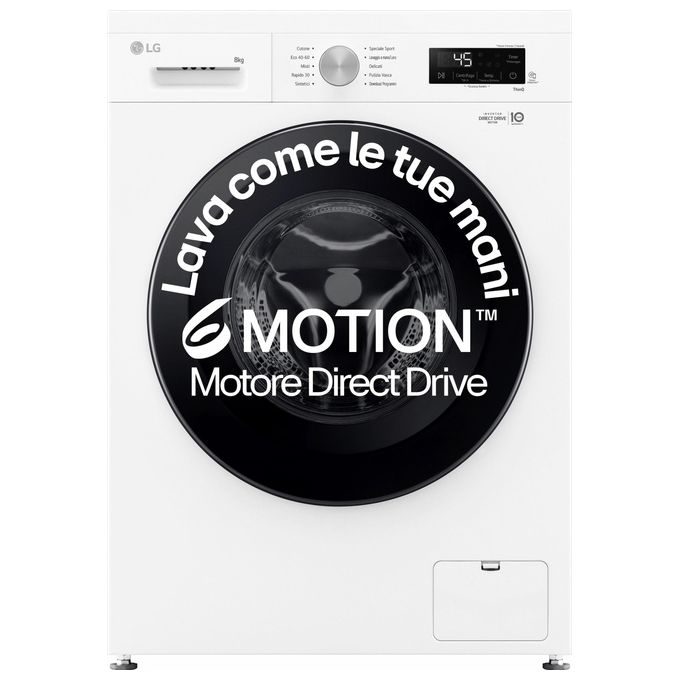 LG F4NX1008NWK Serie X1 Lavatrice Frontale 8 Kg 1400 rpm Classe A 6 Motion Wi-Fi Allergy Care (85x60x55 cm) colore Bianco