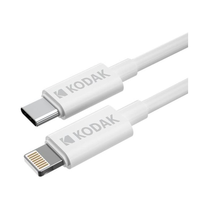 Kodak 30425989 Cavo USB-C Lightning 1 m Ricarica 10W Trasferimento Dati 480 Mbps Compatibile iPhone iPad iPod colore Bianco