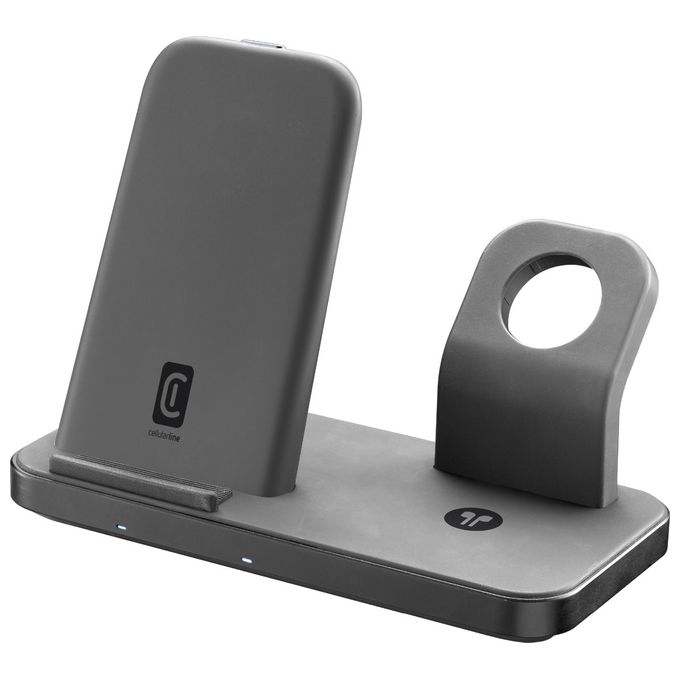 Cellularline WIRELESS3IN1IPHK Trio Wireless Charger Supporto di Ricarica Wireless 3in1 per iPhone Apple Watch AirPods 7.5W colore Nero