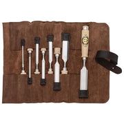 Kirschen 1131002 Set di Scalpelli 8 Pezzi in Acciaio al Carbonio Temprato con Borsa in Pelle Scamosciata colore Beige