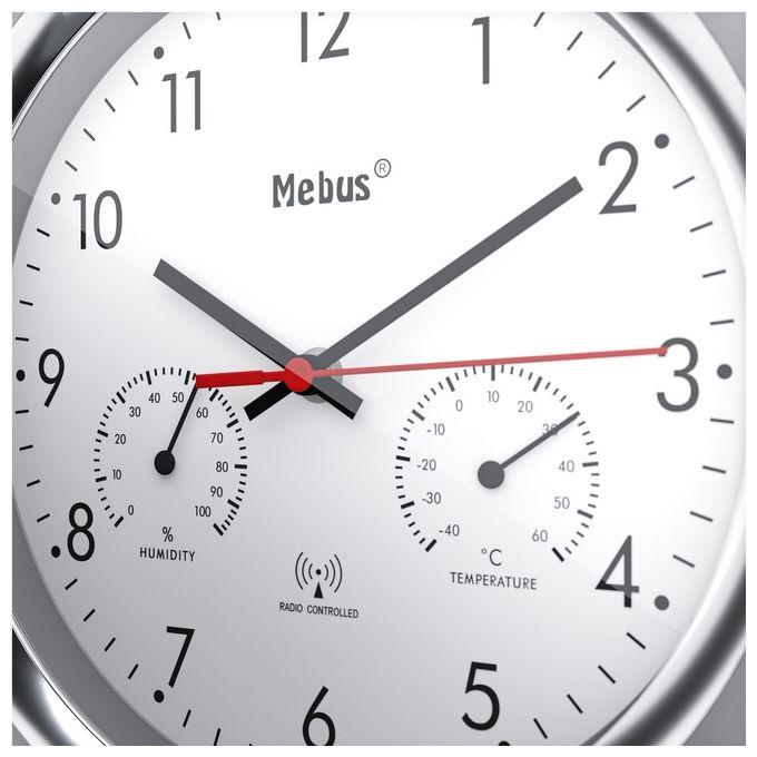 Mebus 19454 Orologio da Parete Radiocontrollata con Termometro e Igrometro