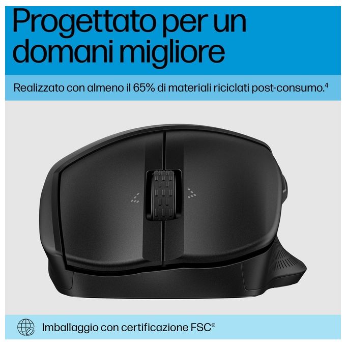 HP 8T6M0UT#ABB HP 685 Comfort Mouse Wireless Dual Mode Bluetooth 4000 dpi 5 tasti compatibile Windows e macOS colore Nero