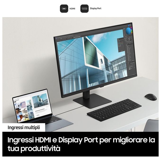 Samsung LS27D700EAUXEN ViewFinity S7 Monitor 27'' 4K Ultra HD IPS HDR10 5ms 60Hz HDMI DisplayPort colore Nero