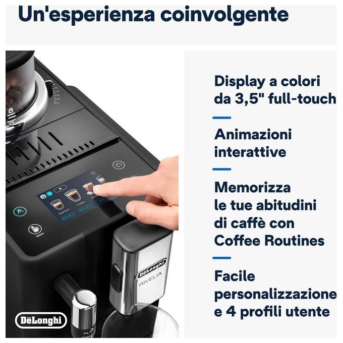 De'Longhi EXAM44035B Rivelia Macchina da caffe' Automatica 1.4 L 19 bar 1450 W Bean Switch Display Touch 8 Bevande colore Nero