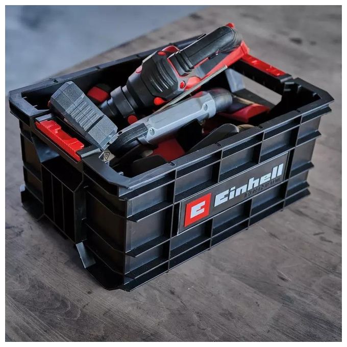 Einhell 4540037 E-Case Valigetta Portautensili Impilabile e Combinabile fino a 90 Kg in Polipropilene Resistente Colore Grigio