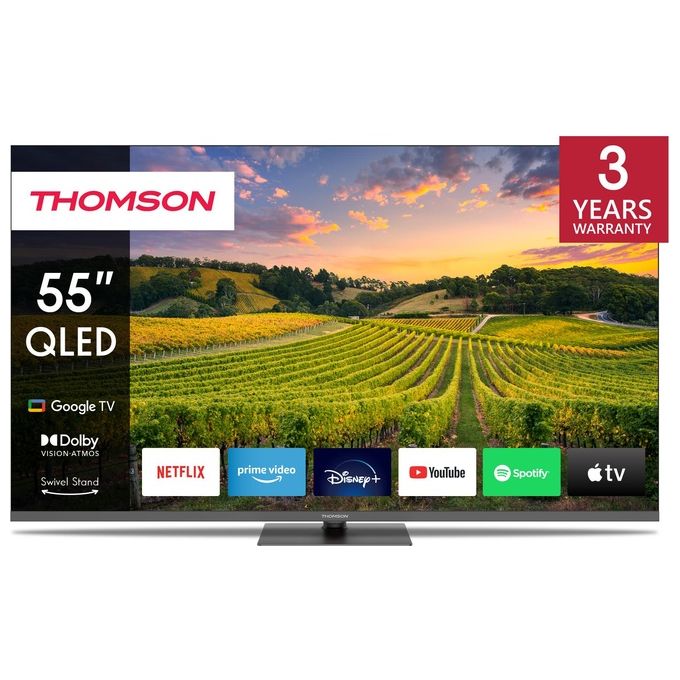 Thomson 55QG5C14 Smart TV 55'' QLED 4K Ultra HD Google TV Dolby Vision HDR10 Wi-Fi Bluetooth 5.1 colore Grigio