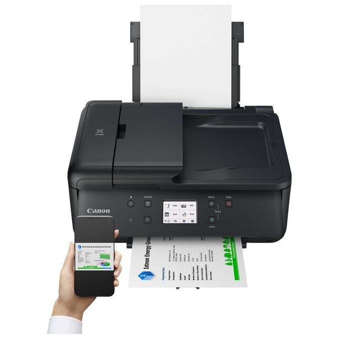 Canon PIXMA TR7650 Stampante Multifunzione 4 in 1 Getto d'Inchiostro 5 Cartucce Wi-Fi Stampa Fronte Retro Automatica ADF LCD Touch 4800 x 1200 DPI colore Nero