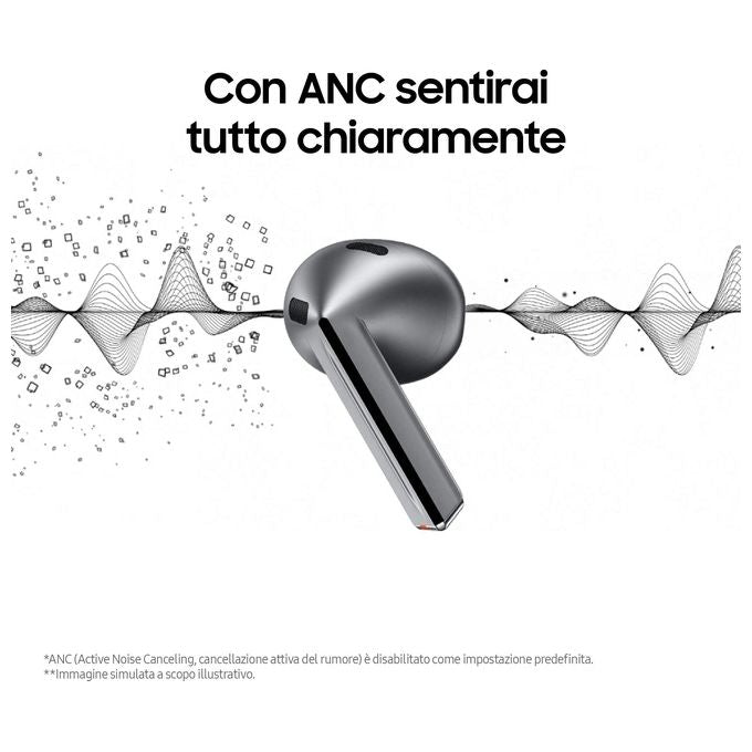 Samsung SM-R530NZAAITV Galaxy Buds3 Auricolari True Wireless Open-Type ANC Hi-Fi Bluetooth 5.4 IP57 colore Argento