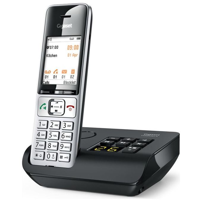 Gigaset S30852-H3023-B101 COMFORT 500A Telefono Analogico-DECT con Vivavoce Schermo TFT 2,2 Pollici Rubrica 200 Voci colore Nero-Argento
