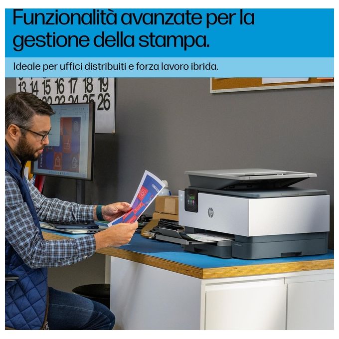 HP 4V2N0B OfficeJet Pro 9120b Stampante Multifunzione a Getto d'Inchiostro Colore con Stampa Fronte-Retro Automatica Wi-Fi Bluetooth ADF 4 Cartucce Risoluzione 4800x1200 DPI Schermo Touch 2.7'' colore Grigio