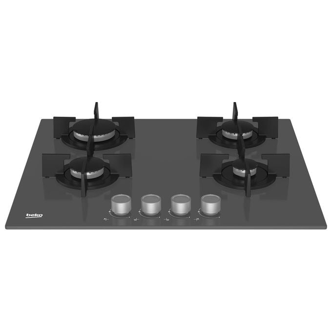 BEKO HILG 64222 SZG Piano cottura a gas 60 cm 4 fuochi grigio pietra griglie ghisa