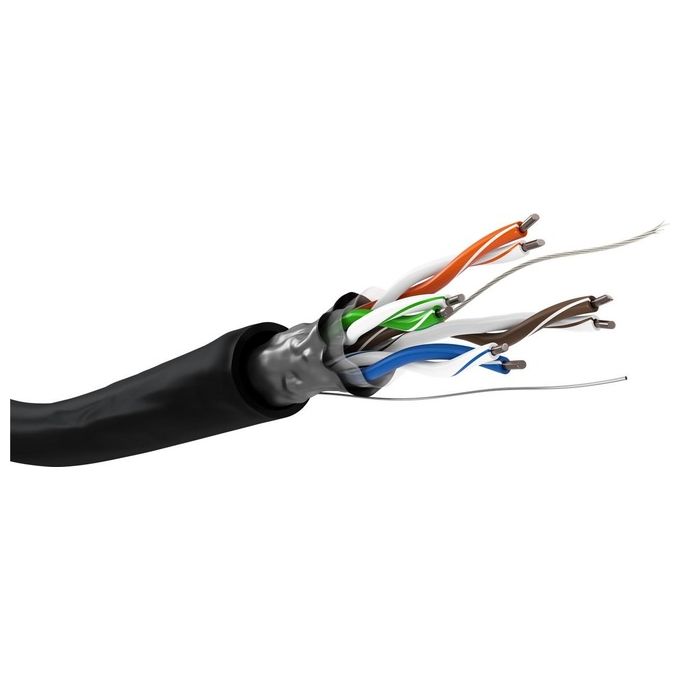 Wentronic 57294 Cavo Solido Schermato f-Utp per Reti da Esterno Categoria 5E Cca Matassa 100mt