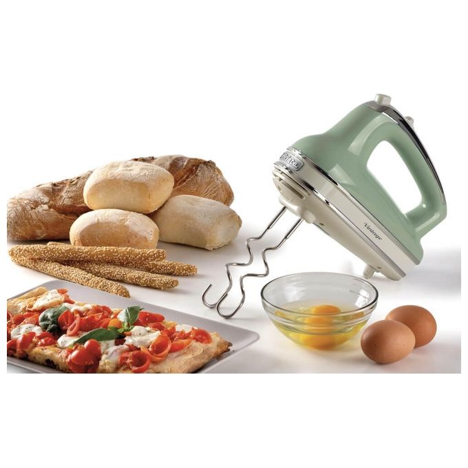 Ariete 1548 Vintage Sbattitore Manuale 450W 5 Velocita' Funzione Turbo 2 Fruste Acciaio Inox colore Verde