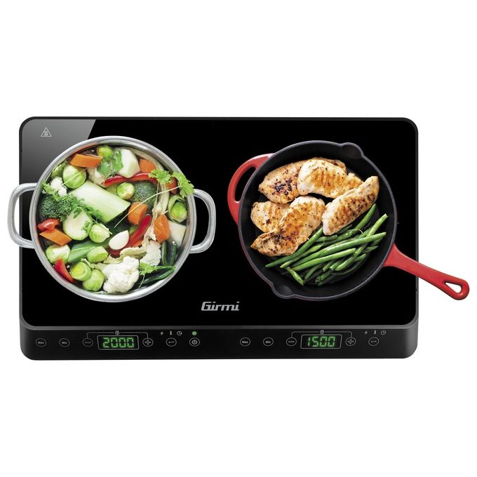 Girmi PI5100 Fornello a Induzione Doppio 3500W 2 zone temperatura 60°C 240°C timer 180 min display digitale colore Nero