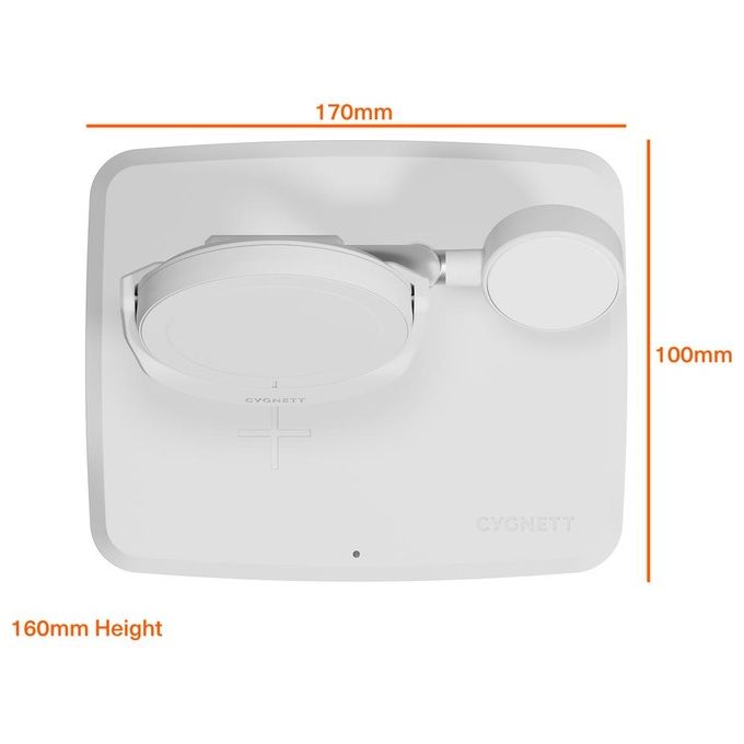Cygnett CY5101BUNCP ChargeBase Base di Ricarica Wireless 3 in 1 Qi2 15W per iPhone AirPods Apple Watch colore Bianco