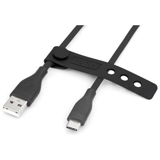Digitus Cavo Ricarica Guaina Silicone Usb-A- Usb-C 1mt Usb 2.0 60W Nero