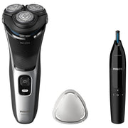 Philips S3143-02 Shaver Series 3000 Rasoio elettrico rotante Wet and Dry 3 testine autonomia 60 min colore Nero Argento