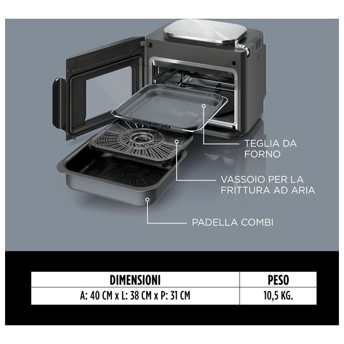 Ninja SFP700EU Combi Multicooker 12 in 1 Forno e Friggitrice ad Aria 12 Funzioni di Cottura colore Grigio