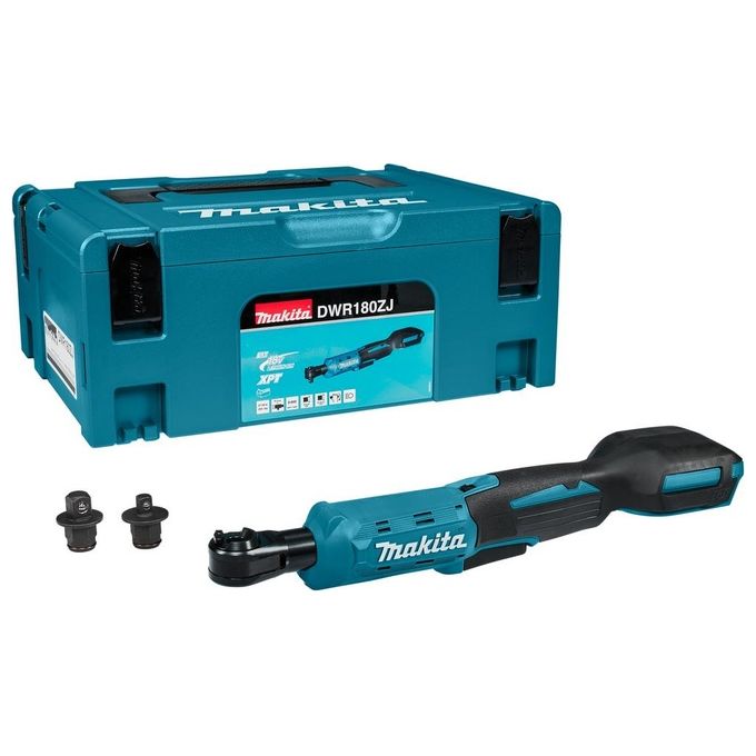 Makita DWR180ZJ Chiave a cricchetto 18 V senza spazzole con attacchi 3-8'' e 1-4'' freno elettrico LED XPT valigetta Makpac colore Nero