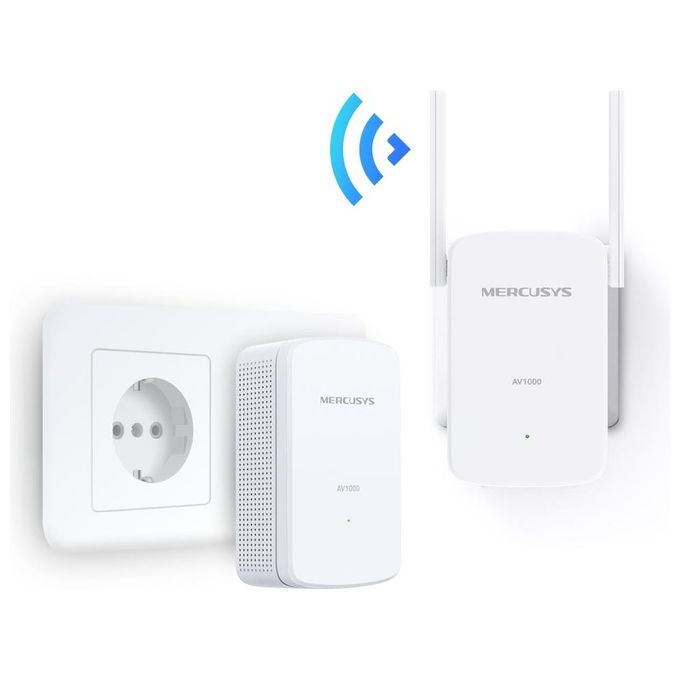 Mercusys MP510 KIT Powerline AV1000 HomePlug AV2 Wi-Fi N300 Gigabit Ethernet 2 Antenne Esterne 1000 Mbit-s colore Bianco
