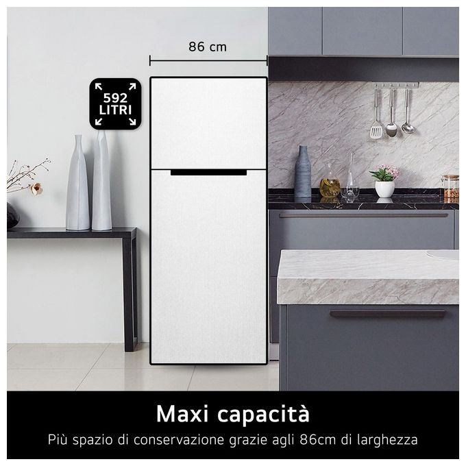 LG GTF916PZPED Frigorifero Doppia Porta 592 L 184 cm Classe E 38 dB Total No Frost Wi-Fi Dispenser Acqua colore Platino