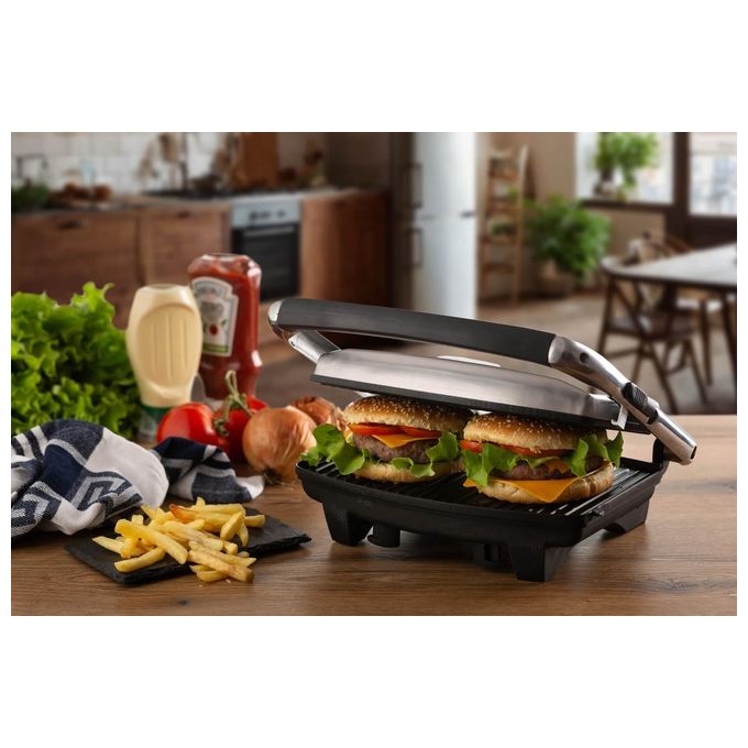 Ariete 1911 ToastandGrill Slim - Piastra Elettrica Antiaderente rigata 1000W Argento