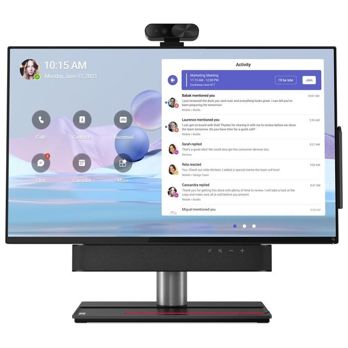 Lenovo 12CN0002IX ThinkSmart View Plus Sistema di videoconferenza personale Display 27'' Full HD Touchscreen Android 10 Fotocamera 4K Wi-Fi 6 RAM 8 GB Storage 128 GB colore Nero